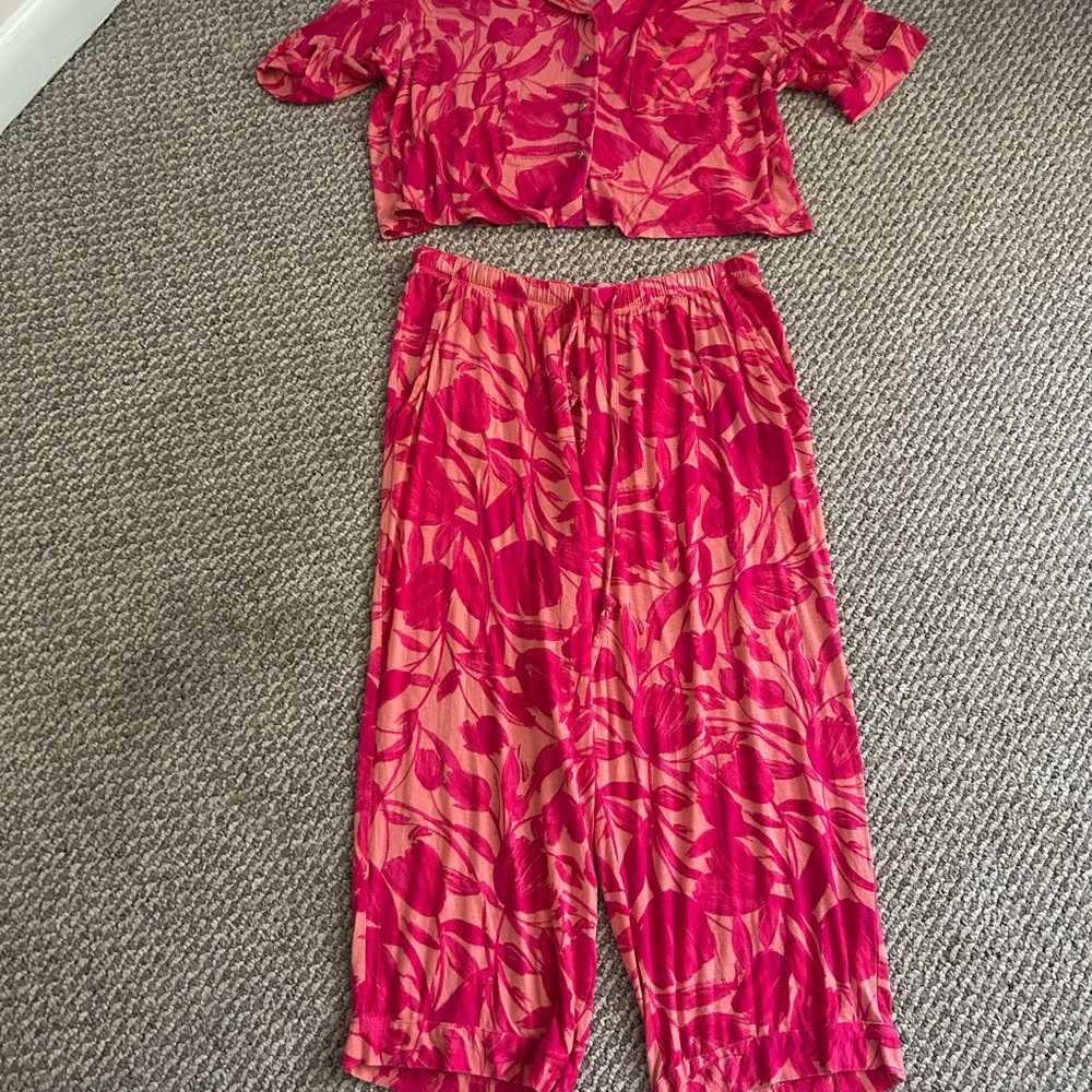 Pink and Coral Floral Sleep Set
